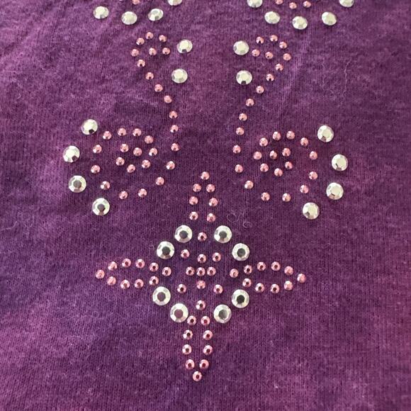 Vintage FASHION BUG Top XL Purple Tie Dye Studded V-Neck Retro Y2K Grunge Goth - Picture 4 of 10